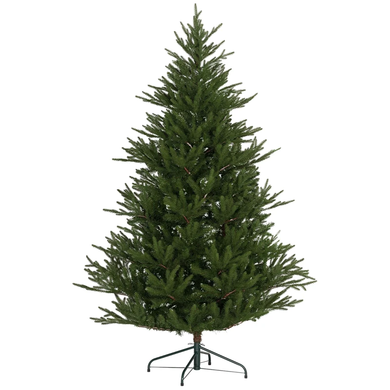 HOMCOM Kerstboom 180 cm, Realistisch Uiterlijk, Snelle Opzet, Incl. Standaard, Brandvertragend Kunststof