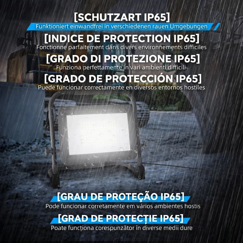 HOMCOM Proiector LED de lucru 6500K cu cap rotativ și suport reglabil, din aluminiu și metal, 35x20x32 cm, negru
