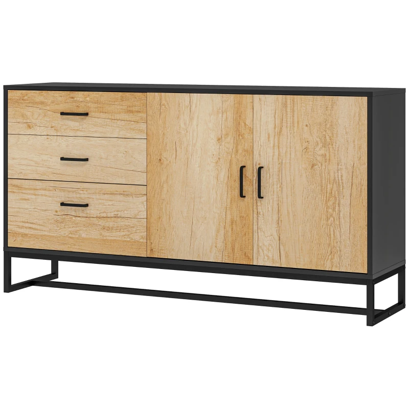 HOMCOM Bufet Modern cu 3 Sertare și un Dulap Bucătărie cu 2 Uși Soft-Close și Raft Reglabil