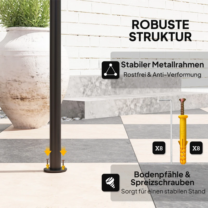 Outsunny Grillpaviljoen met LED 240 x 150 x 258 cm Waterafstotend Vlamvertragend Tuinpaviljoen met Dubbellaagse Overkapping
