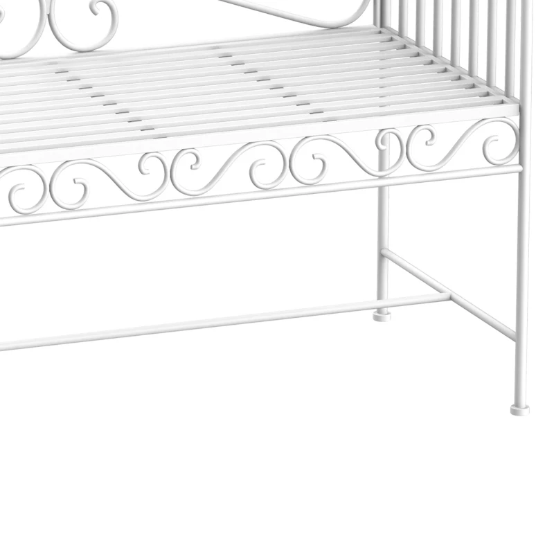 Outsunny Panchina da Esterno a 2 Posti , Panchina Biposto da Giardino Stile Romantico Ferro 111 x 50 x 98cm Bianco