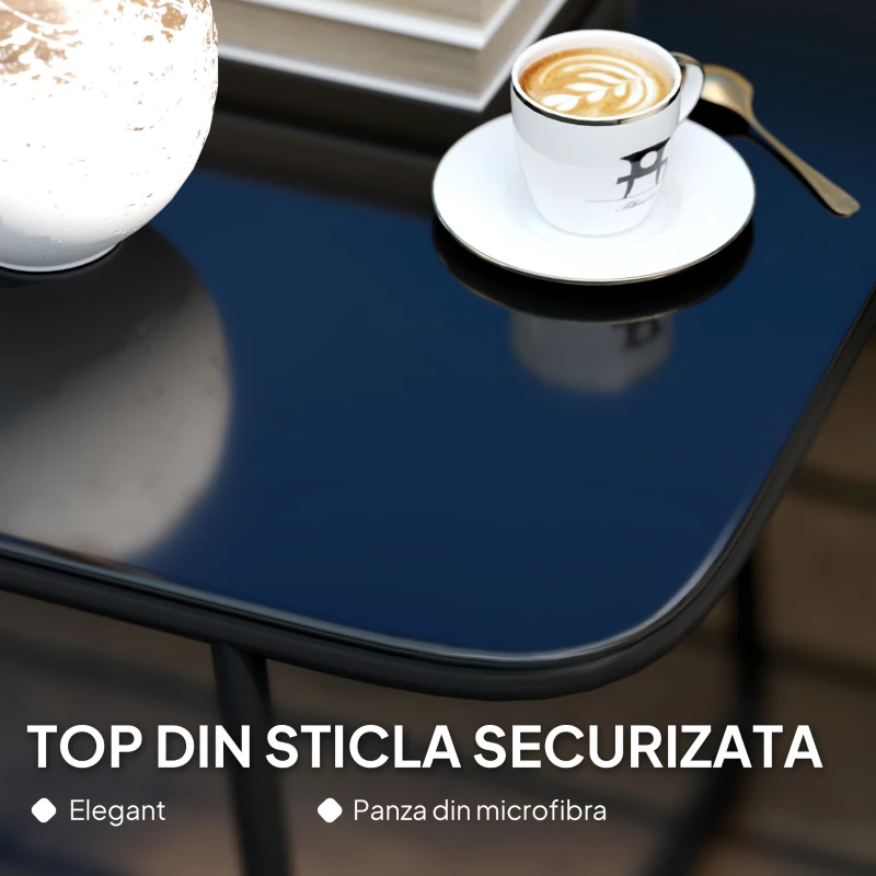Outsunny Set de Grădină 4 Piese din Ratan și Oțel cu Canapea, 2 Fotolii de Exterior și Măsuță Joasă, Multicolor