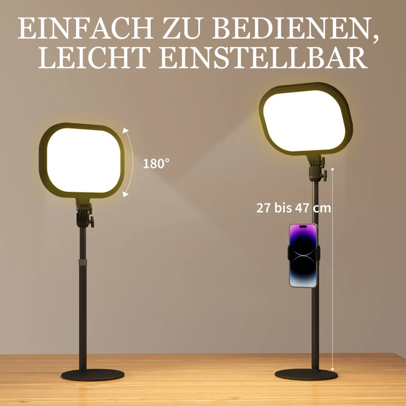 HOMCOM LED-nachtkastlamp, 10 dimstanden, 5 kleurtemperaturen, geheugenfunctie, metaal, zwart