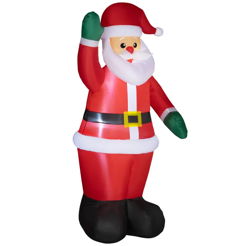 Outsunny Kerstman, 1,84 m groot, met LED-Verlichting, Zelfopblazende Tuindecoratie