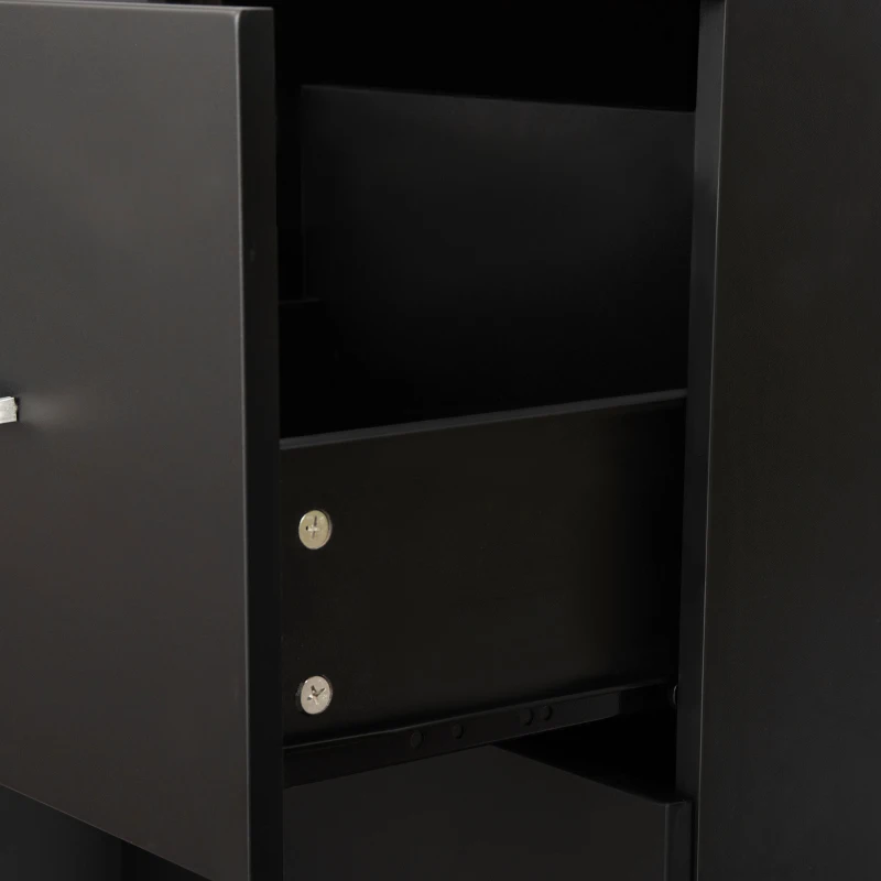 Vinsetto Armadietto da Ufficio con 2 Cassetti e 5 Ruote, Schedario in MDF e Truciolato, 43x45x72 cm, Nero