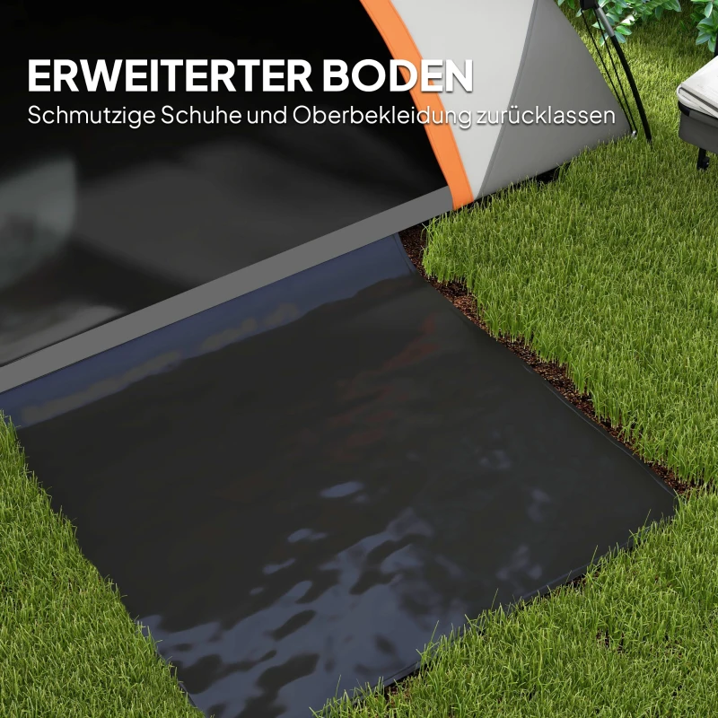 Outsunny Koepeltent voor 2 personen licht, stabiel, waterdicht familietent met deur & raam draagtas Grijs+Roestrood
