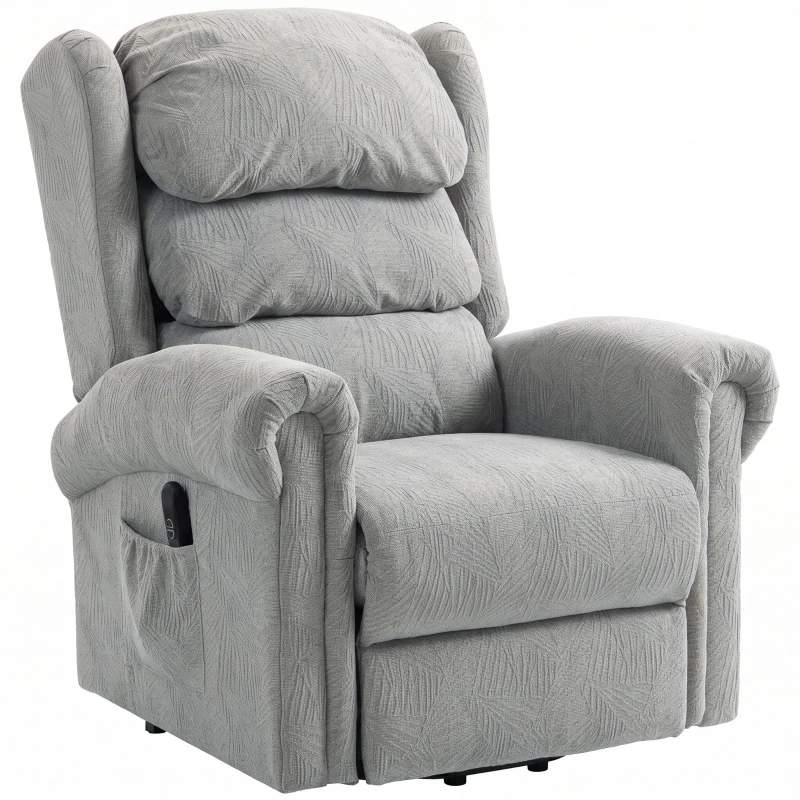 HOMCOM Velvet-Feel Electric Riser Recliner Chair - Grey