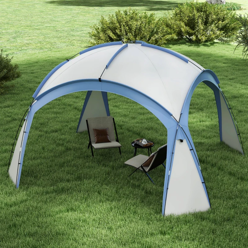 Outsunny 3.5 x 3.5M Camping Gazebo, Outdoor Event Shelter Dome Tent Garden Sun Shelter Patio Spire Arc Pavilion Camp Sun Shade Tent for 6-8 Person, Light Blue