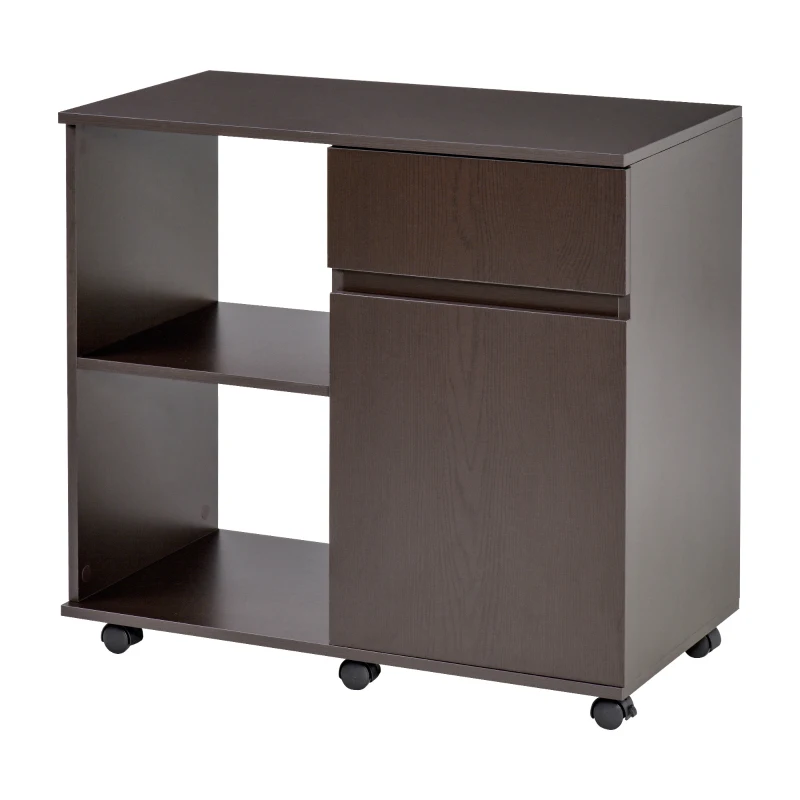 HOMCOM Printertafel trolley printerstandaard met laden+plank spaanplaat bruin