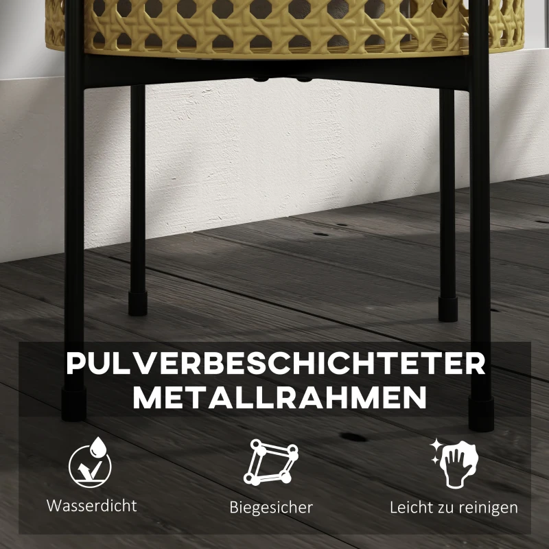 Outsunny Bloemenstandaard, set van 3, roestvrij metalen frame, voor binnen en buiten, zwart/goud