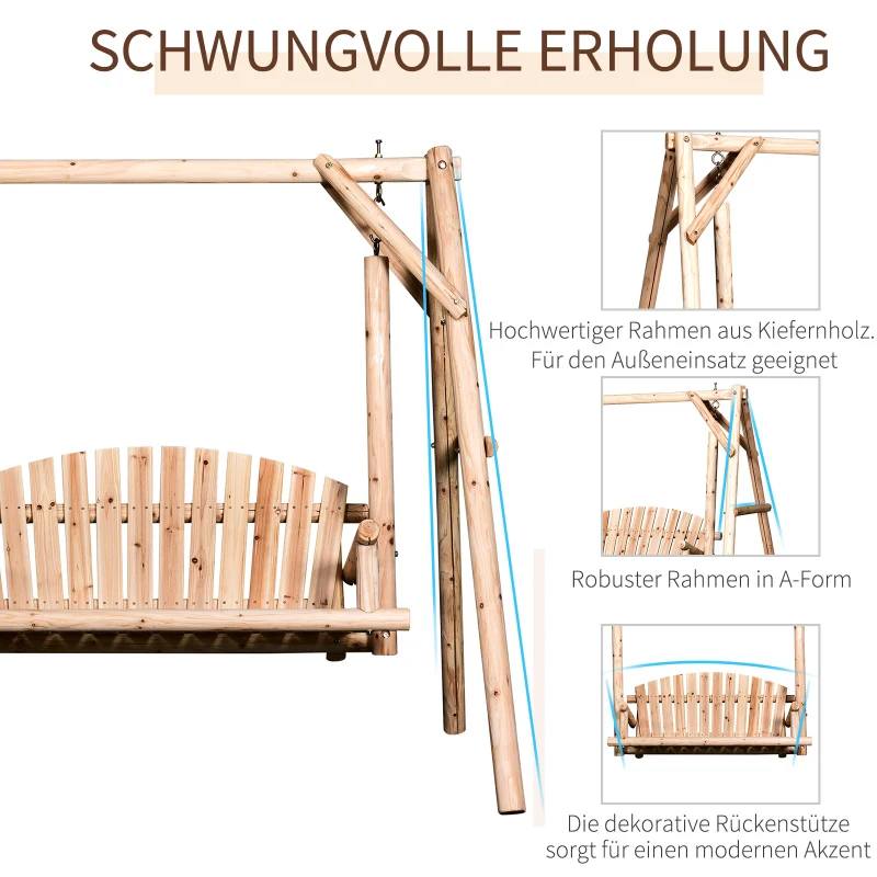 Hollywoodschommel tuinschommel 2-zits schommelbank hangbank massief hout