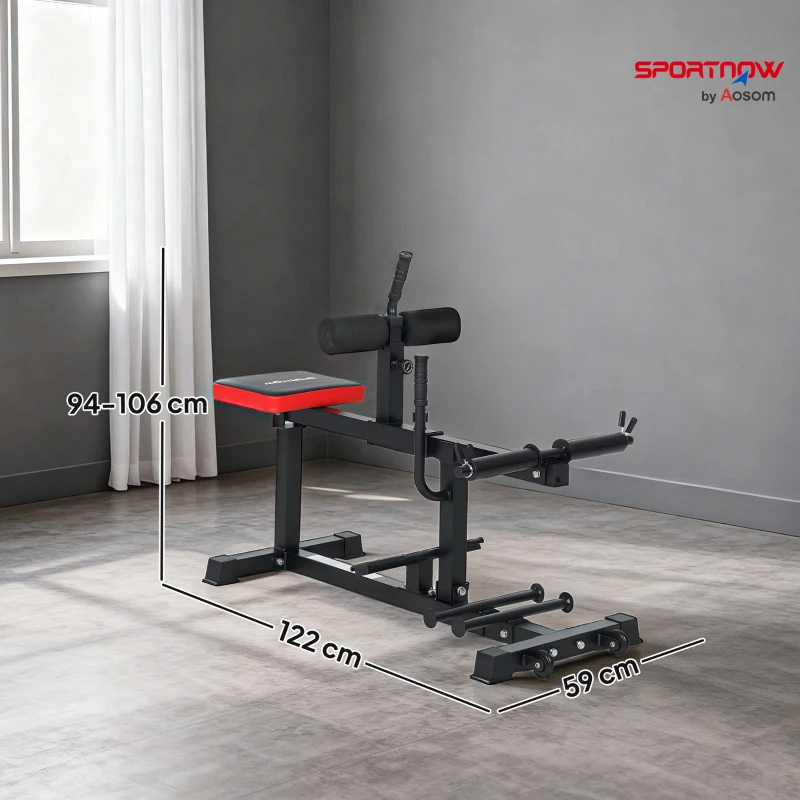 SPORTNOW Beentrainingsbank, Kuithefmachine, met Wielen, Sportuitrusting voor Fitnessoefeningen Thuis, Staal, Zwart(m-3)