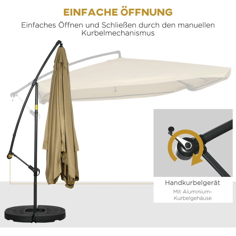 Outsunny parasol met muskietennet, inclusief Handslinger, ventilatieopening, 296 cm x 296 cm x 272 cm, wit+ zwart