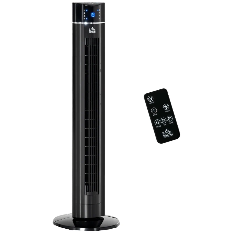 HOMCOM 2-in-1 Torenventilator en Staande Ventilator, 32 cm x 32 cm x 106,8 cm, Zwart