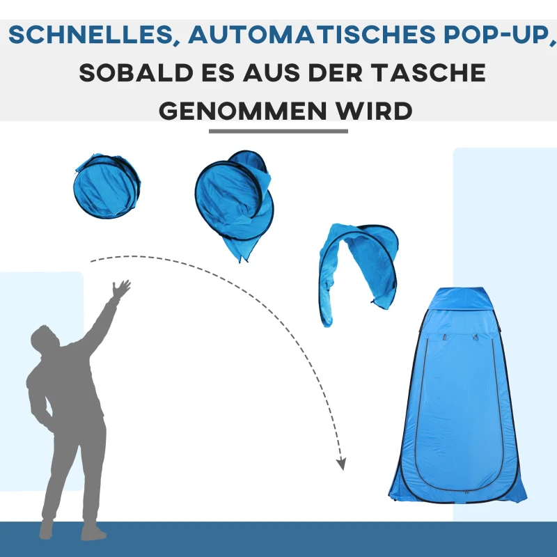 Outsunny Pop-up toilettent, mobiele camping douchetent, omkleedtent met binnentas, douchecabine, omkleedcabine, waterdicht, polyester blauw 120 x 120 x 190 cm toilettent douchetent binnentas | Aosom.de