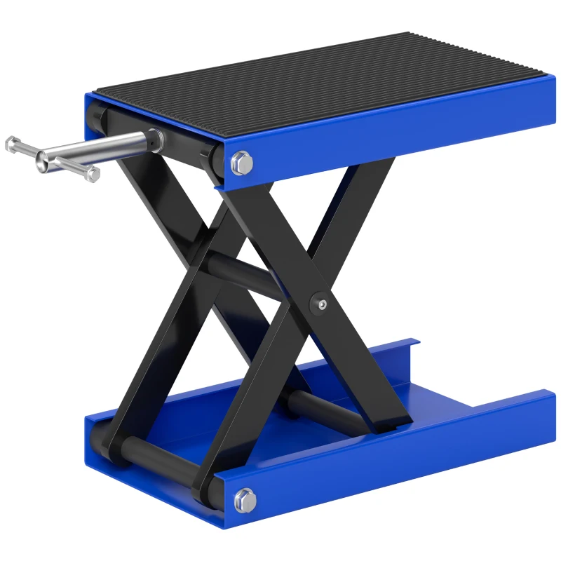 DURHAND Cavalletto Alzamoto Pieghevole e Antiscivolo in Acciaio e Gomma, 48x22.5x10-37 cm, Blu e Nero