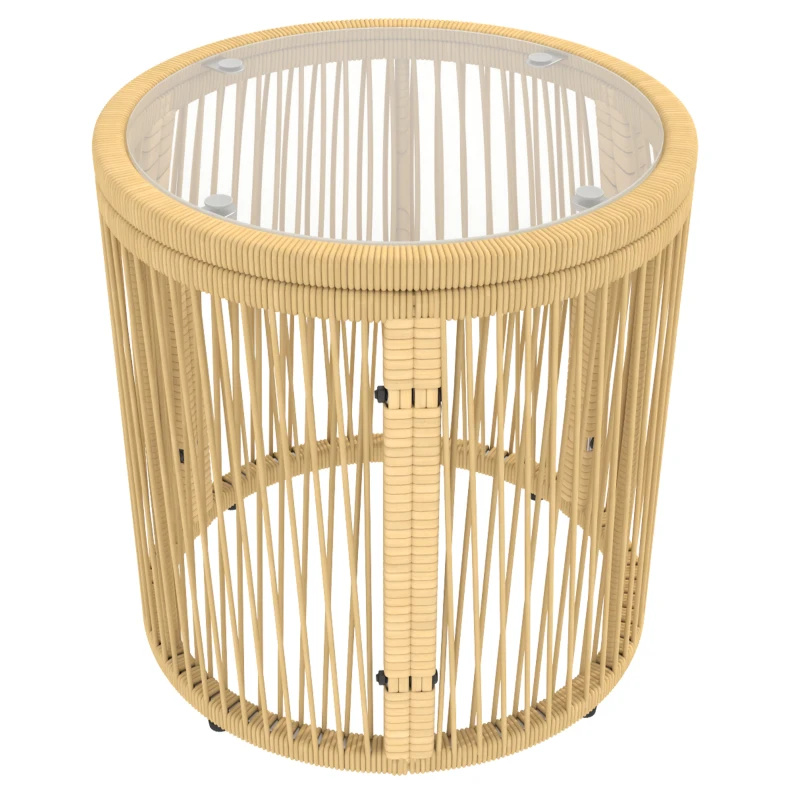 Outsunny Rattan Bistroset 3-delig tuinmeubelset met 2 tuinstoelen, glazen tafel, wasbare kussens, ergonomisch