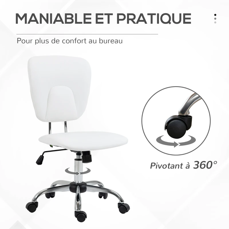 Vinsetto Chaise bureau fauteuil de bureau avec hauteur réglable, dossier inclinable, siège de bureau à roulettes pivotantes