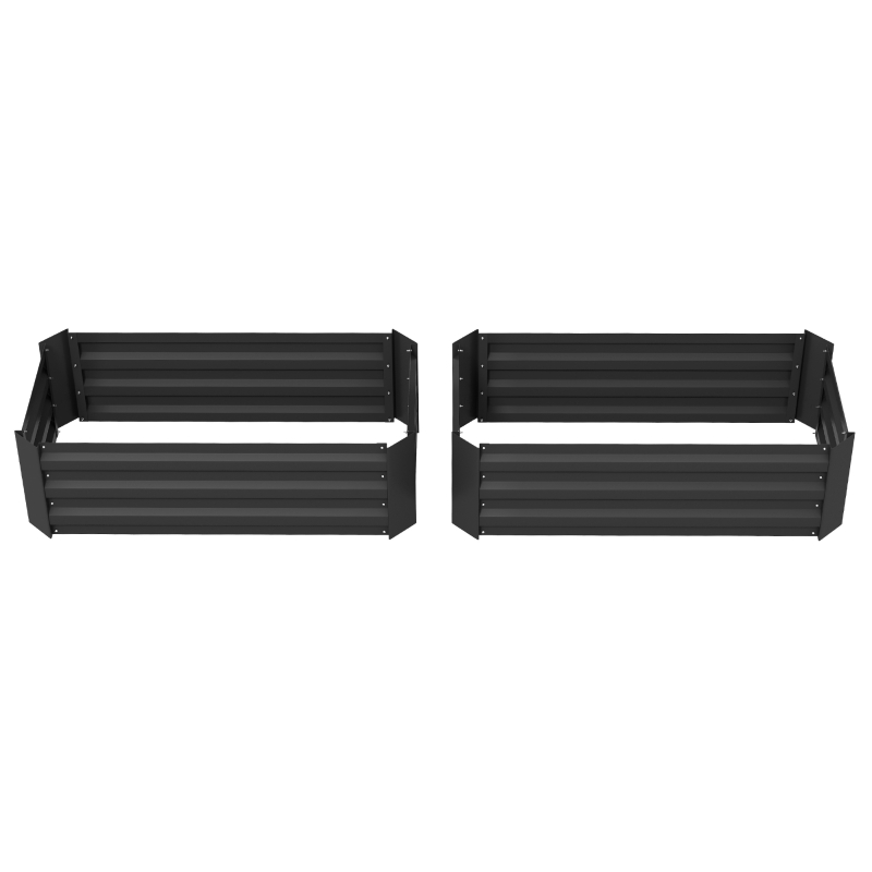 Outsunny Juego de 2 Jardineras Exterior Grandes de Acero Galvanizado Huertos Urbanos para Terraza Jardín 100x50x30 cm Negro