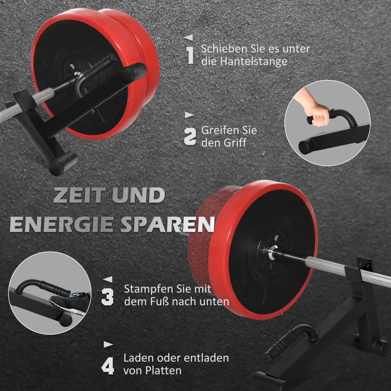 De SPORTNOW Barbell Lifter 50 x 12 x 33 cm Zwart met Antislip Handvat - Ideaal voor Deadliften