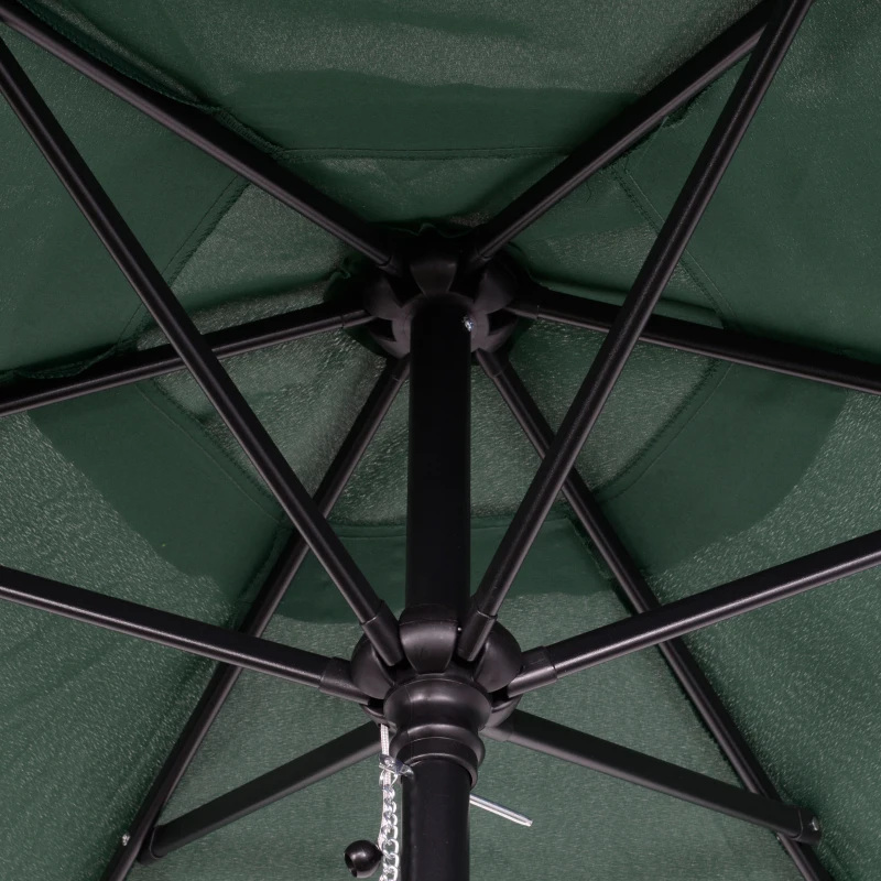 Outsunny Parasol Ø196 cm met kantelfunctie, zeshoekige balkonparasol voor strand balkon tuin, Groen