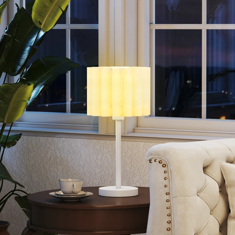 HOMCOM Bureaulamp in retrostijl, Nachttafellamp, Kunststof kap, Knopschakelaar, Wit