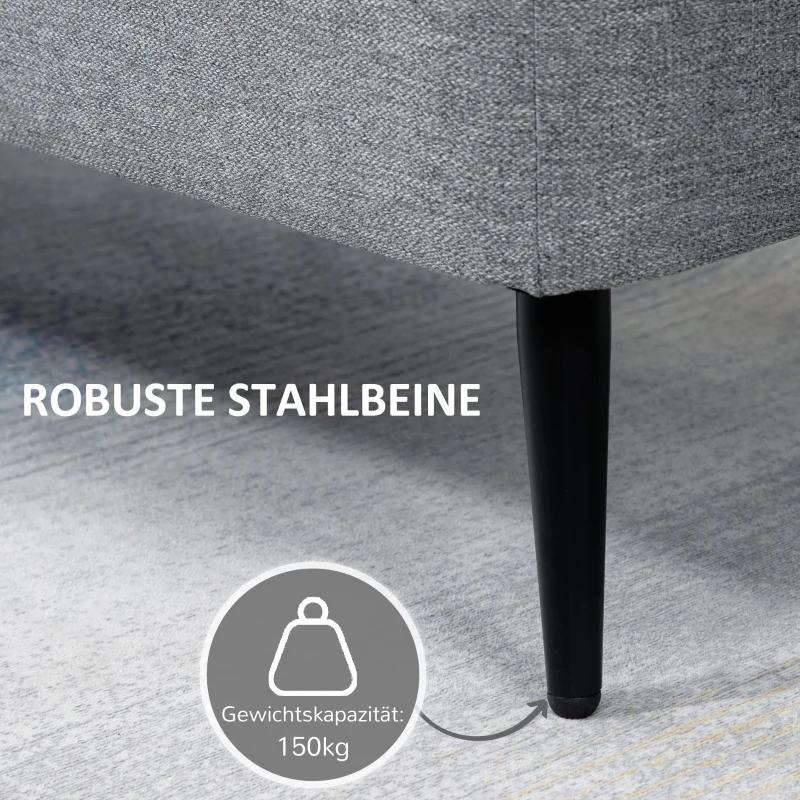 HOMCOM Zitbank, Opbergkist, Gestoffeerde Bank, Linnenlook, tot 150kg, 101x38,5x44,5 cm, Grijs(m-5)
