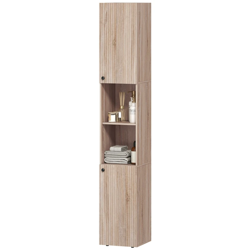 HOMCOM 6-Tier Tall Bathroom Cabinet - Natural