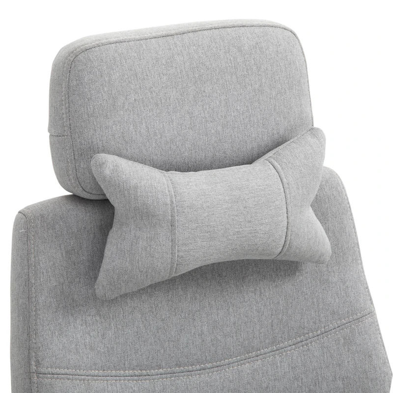 Vinsetto Fauteuil de bureau chaise de bureau grand confort dossier réglable repose-pied roulettes 360° lin 62 x 68 x 127 cm gris