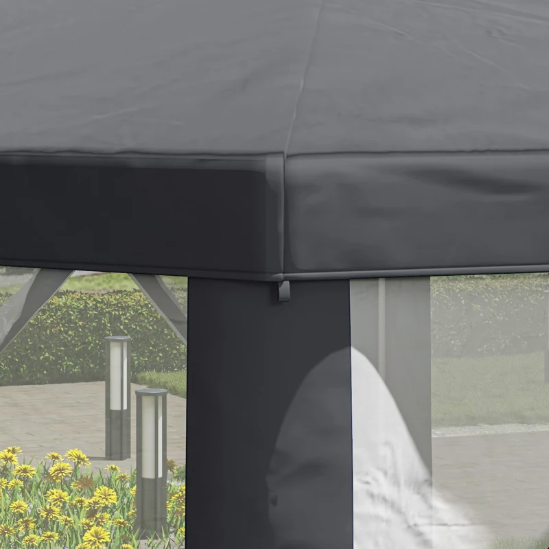 Outsunny 4M Hexagon Gazebo, Netting Party Tent, Patio Canopy Outdoor Event Shelter for Activities, Shade Resistant, Grey