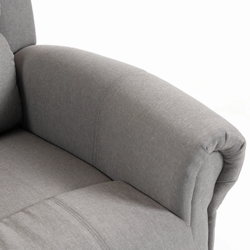 HOMCOM Power-lift relaxfauteuil met vibratiemassage en warmte, USB-aansluiting, zijvakken en afstandsbedieningen, lichtgrijs