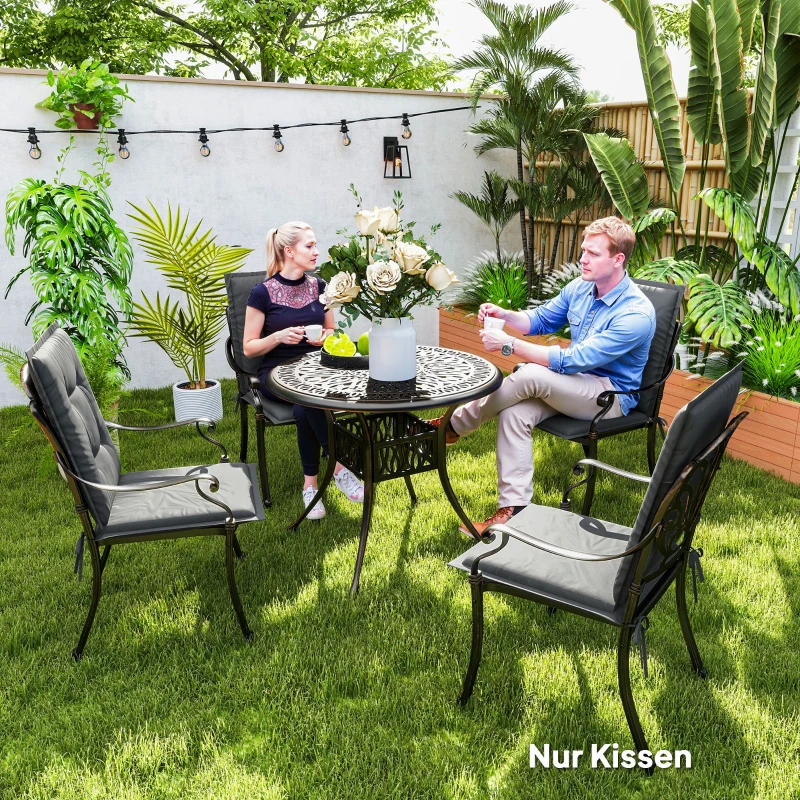 Outsunny 4-delige Stoelkussens set 108 x 50 x 5 cm met bevestigingsbanden, Binnen/Buiten Zitkussens Lichtgrijs