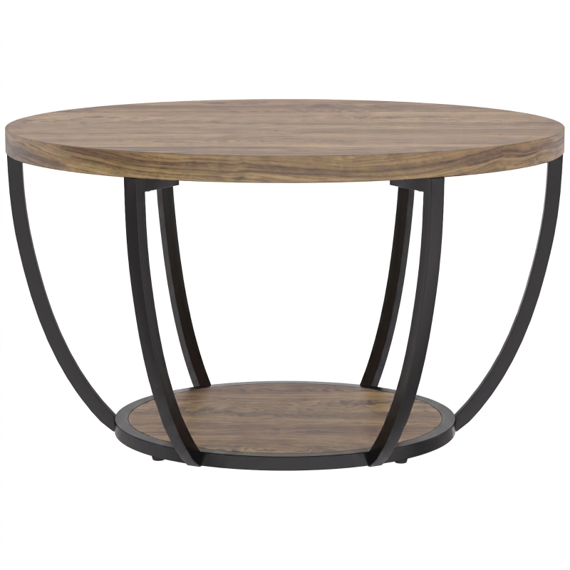 HOMCOM Salontafel met 2 niveaus, woonkamertafel 80 x 80 x 43,8 cm, bruin/zwart