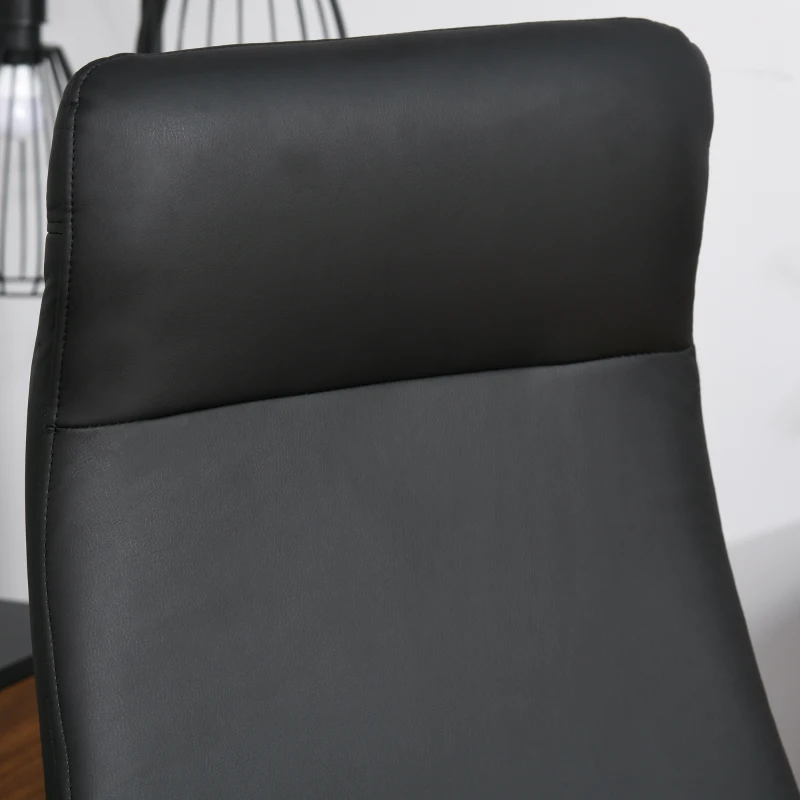 HOMCOM Fauteuil de bureau manager design contemporain hauteur assise réglable pivotant 360° piètement accoudoirs chromés PU noir