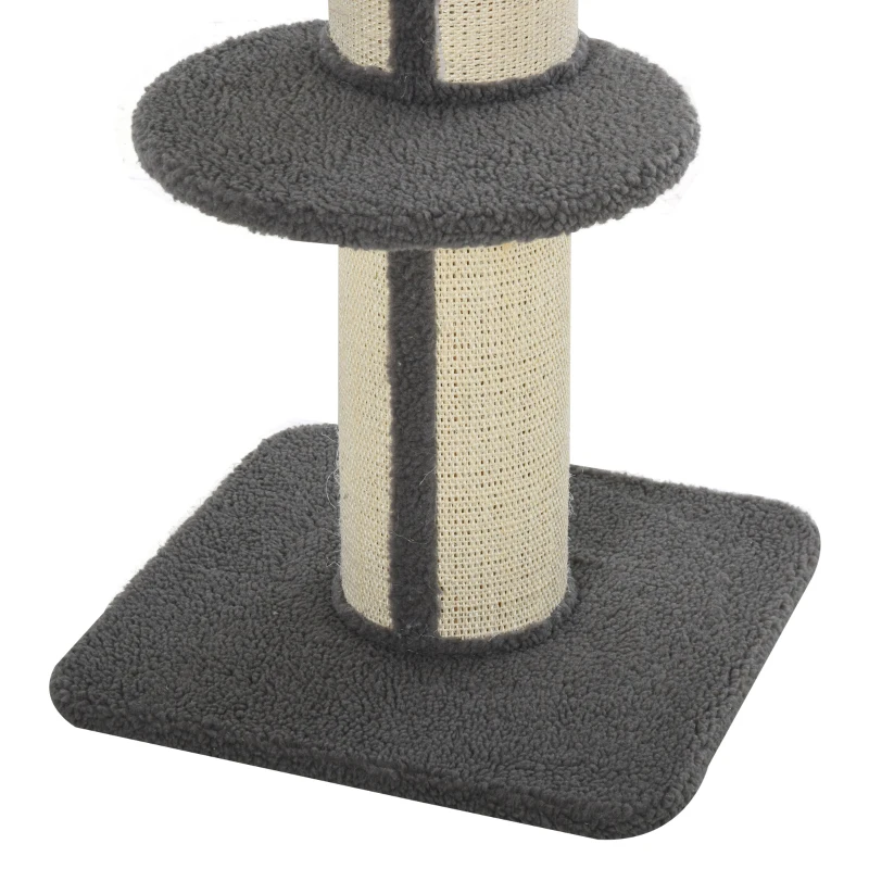 PawHut kattenboom speelboom krabpaal met platform sisal pluche grijs