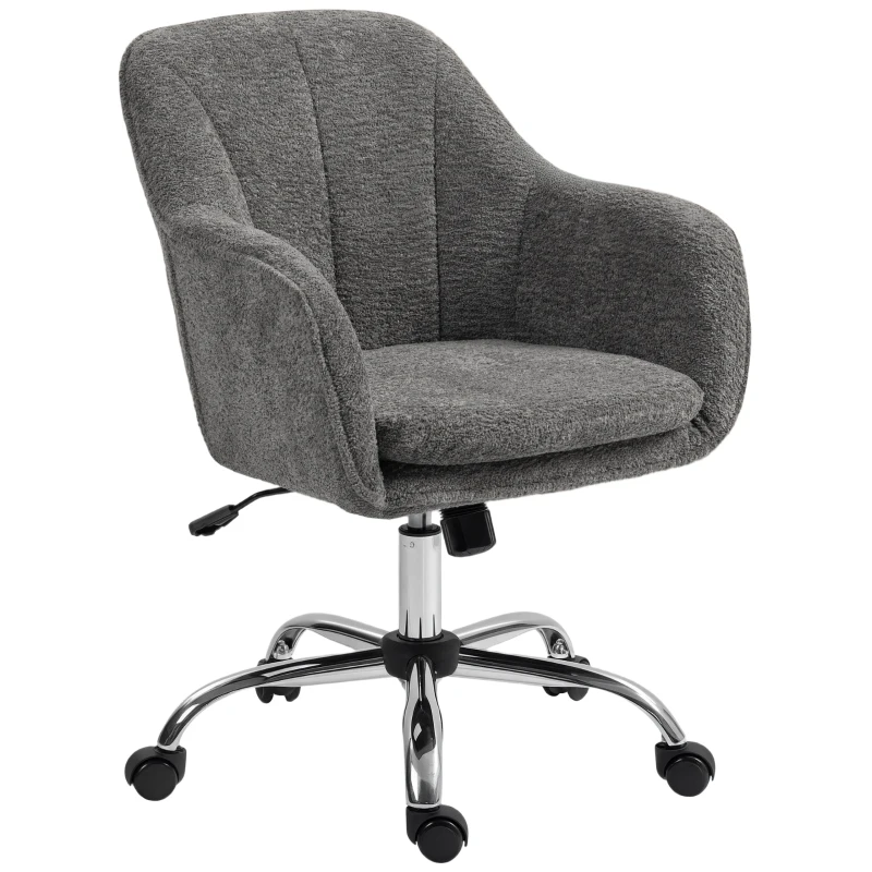 HOMCOM Chaise de bureau, fauteuil de bureau ergonomique réglable en hauteur, siège pivotante, fonction de bascule, gris