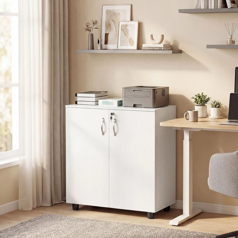Vinsetto Archivador de Oficina con 2 Puertas Cerradura Estantes para Sala de Estar Estudio 80x40x80 cm Blanco