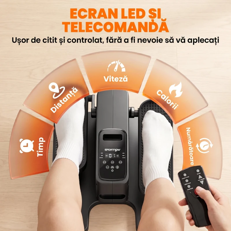 SPORTNOW Mini Bicicletă Eliptică de Birou, Manual/Automat, 12 Viteze Reglabile pentru Acasă