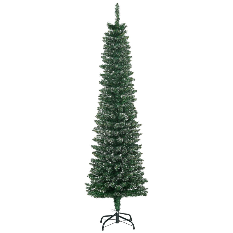 HOMCOM Brad de Crăciun Slim Nins cu 443 de Ramuri, Bază Detașabilă și Pliabilă, Ø48x165 cm, Verde