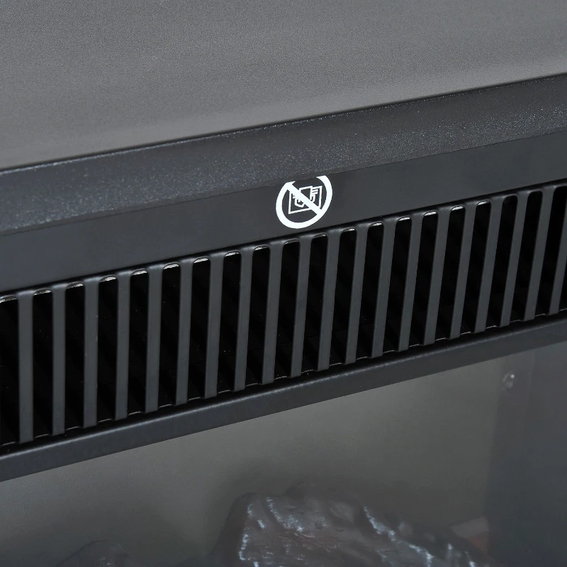 HOMCOM Camino Elettrico da Terra Moderno 600W/1200W con Effetto Fiamma, Caminetto Elettrico con Protezione da Surriscaldamento e Antiribaltamento, 34x17x31 cm, Nero
