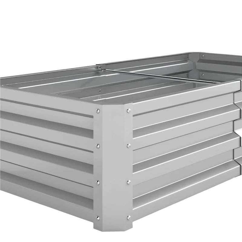 Outsunny Verhoogd Tuinbed Plantenbak, Weerbestendig, Open Bodem, Verzinkt Staal, 120 cm x 60 cm x 30,5 cm, Zilver