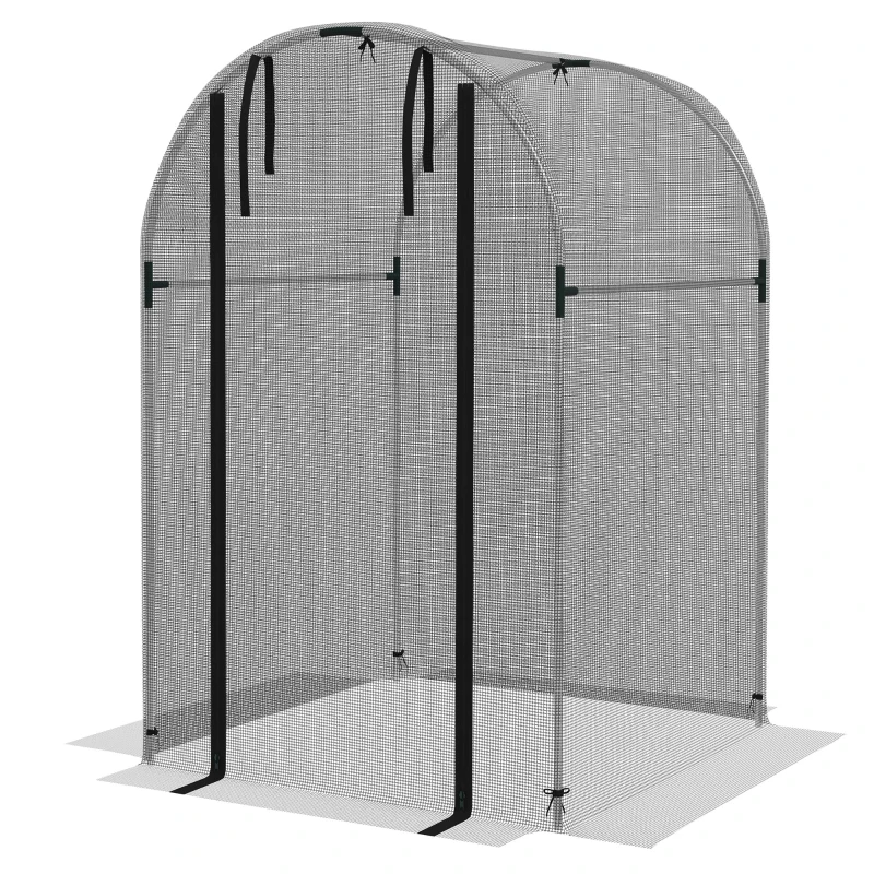 Outsunny Vogelbeschermingsnet, plantenbescherming, stevig, deur met ritssluiting, 120x120x188 cm, Zwart/Zilver