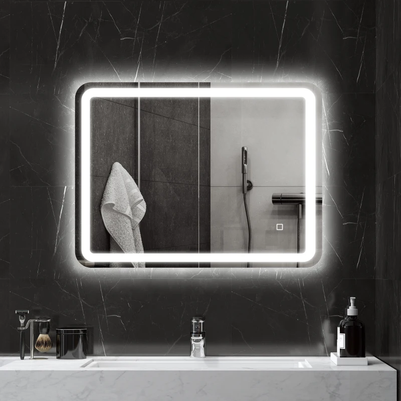 HOMCOM Specchio Bagno LED Touch con Luce Dimmerabile, a 3 Temperature e Antiappannamento, 60x80 cm