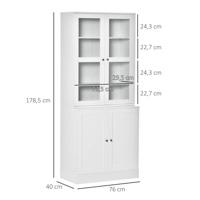 HOMCOM Boekenplank Wandplank Plank, 2 planken, 76 cm x 40 cm x 178,5 cm, Wit