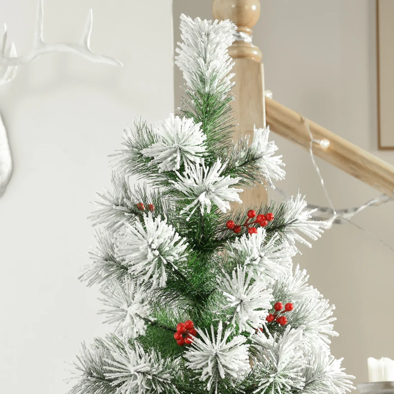 HOMCOM Indoor Christmas Tree Artificial Berry Xmas Decoration with Metal Stand and 184 Tips (5FT(150CM))