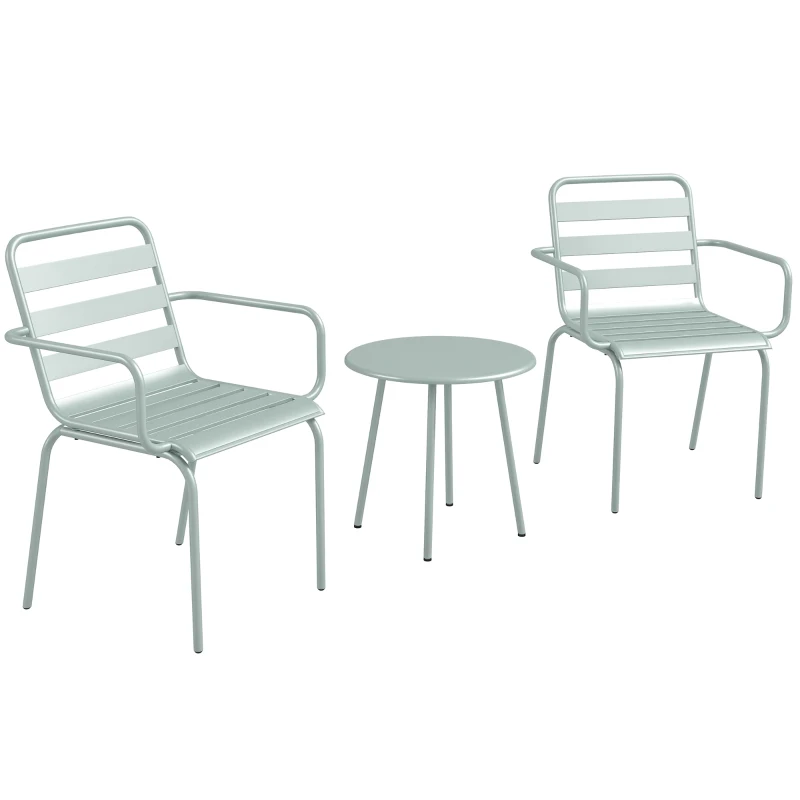 Outsunny 3-delig Bistro-Set Balkonbistro-Set 2-persoons Bistroset, inklapbaar, modern design, 51 x 58 x 78 cm, Groen