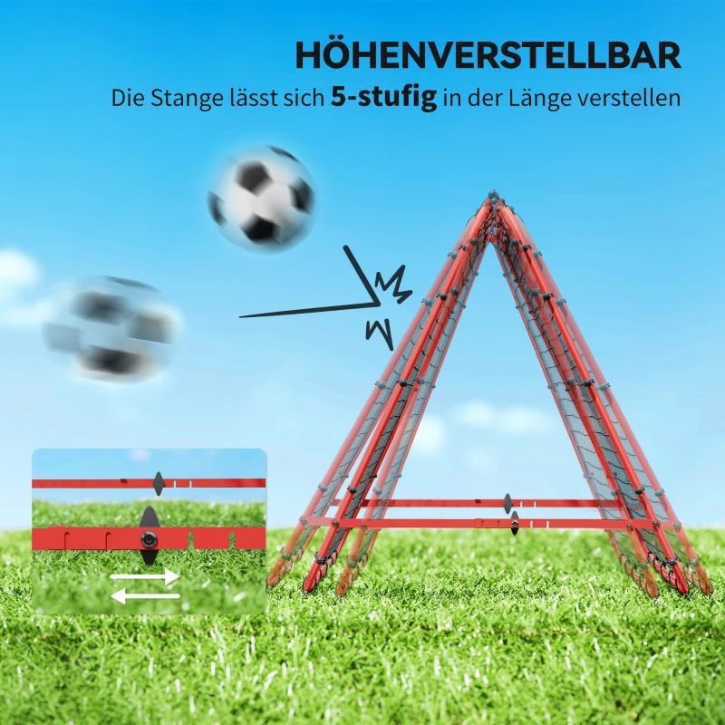 HOMCOM Voetbaldoel, verstelbaar, opvouwbaar, metalen frame, 100 x 95 cm, Rood
