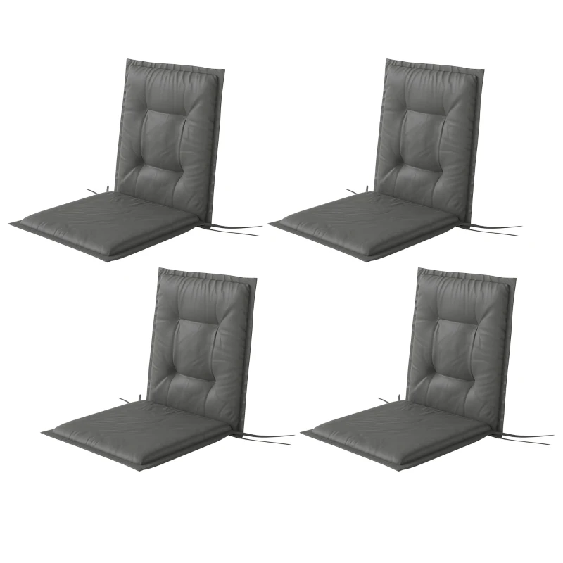 Outsunny 4-delige Stoelkussens set 108 x 50 x 5 cm met bevestigingsbanden, Binnen/Buiten Zitkussens Lichtgrijs
