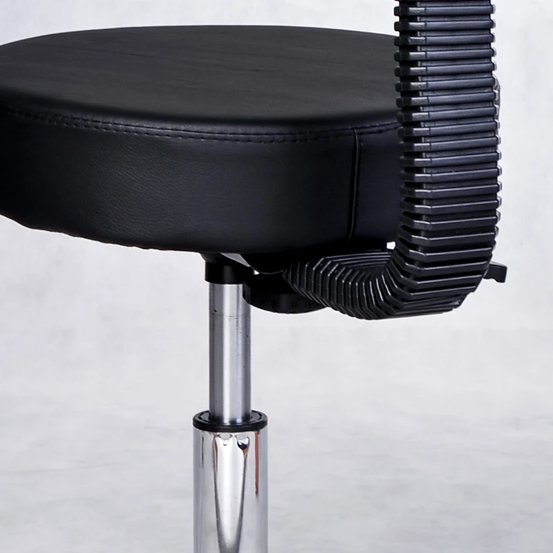 HOMCOM Sgabello con Schienale da Salone Sedia Girevole in Finta Pelle Altezza Regolabile Nero
