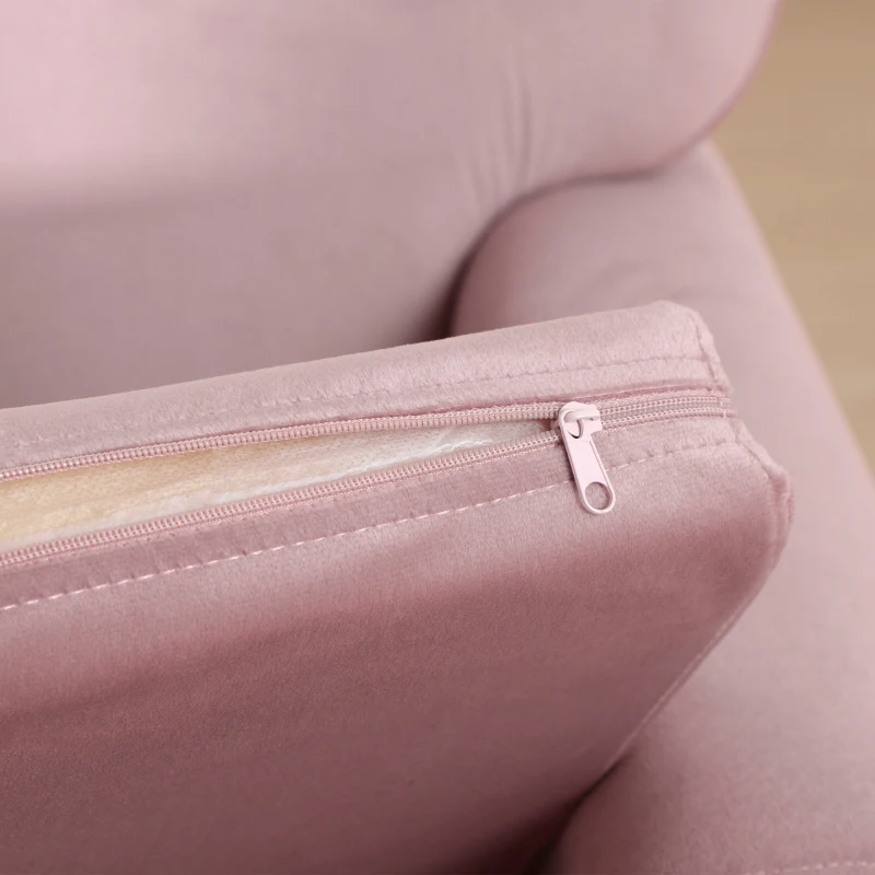 HOMCOM Poltrona per Bambini in Tessuto Effetto Velluto Rosa con Schienale a Corona, 50.2x41.9x57.8 cm